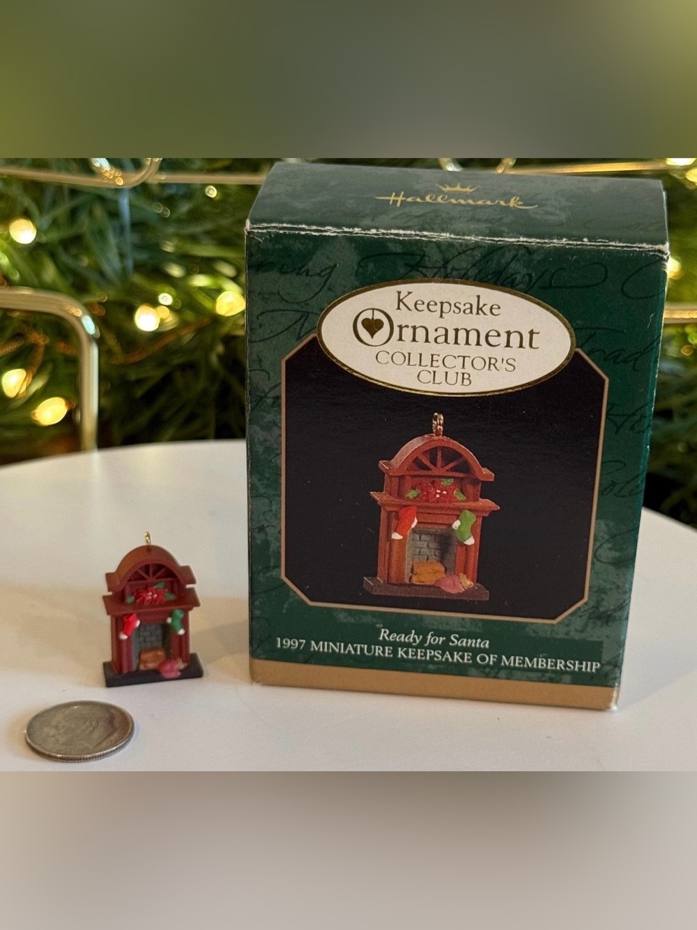 1997 Miniature Keepsake of Membership Hallmark Ready for Santa Ornament